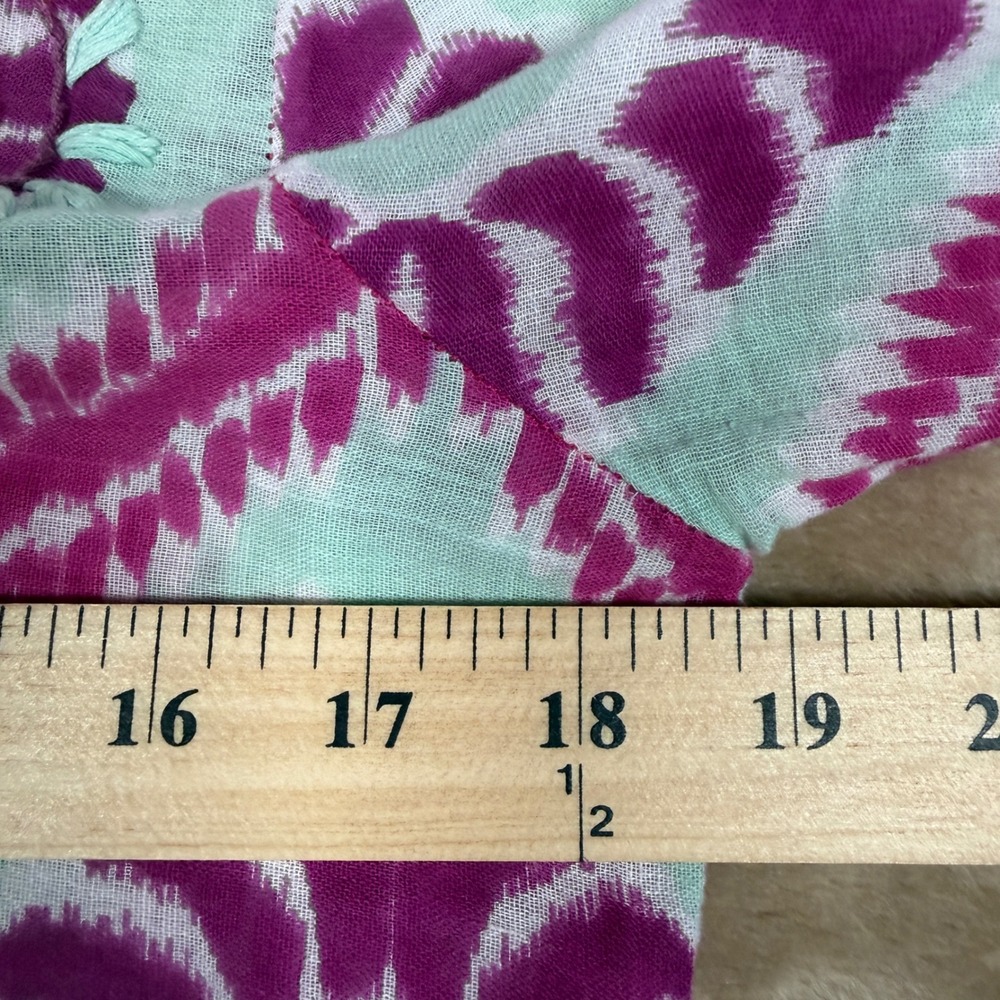 Calypso St Barth Tunic Top Purple Mint Ikat Embroidered Tassel Trim Small - Picture 6 of 7